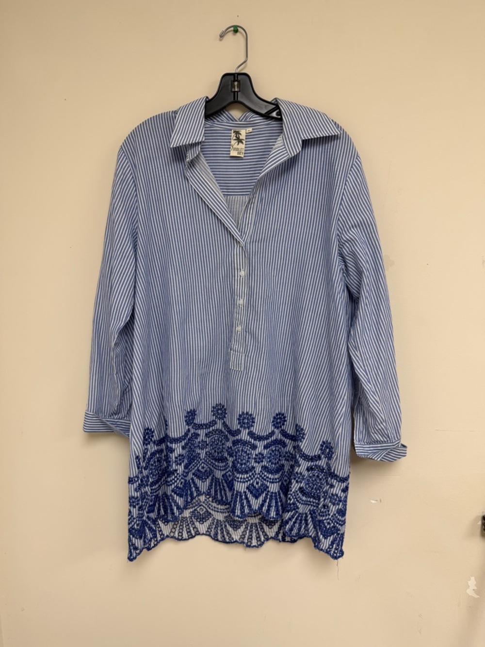 Violet Kay Blue and White Striped Top